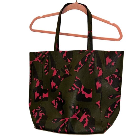 Banana Republic Handbags - banana republic army green pink black abstract zebra tote bag Fall